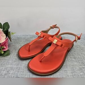 Michael Kors Women's Sandals Size 6.5M US,‎ Mallory T-strap, Red Clay